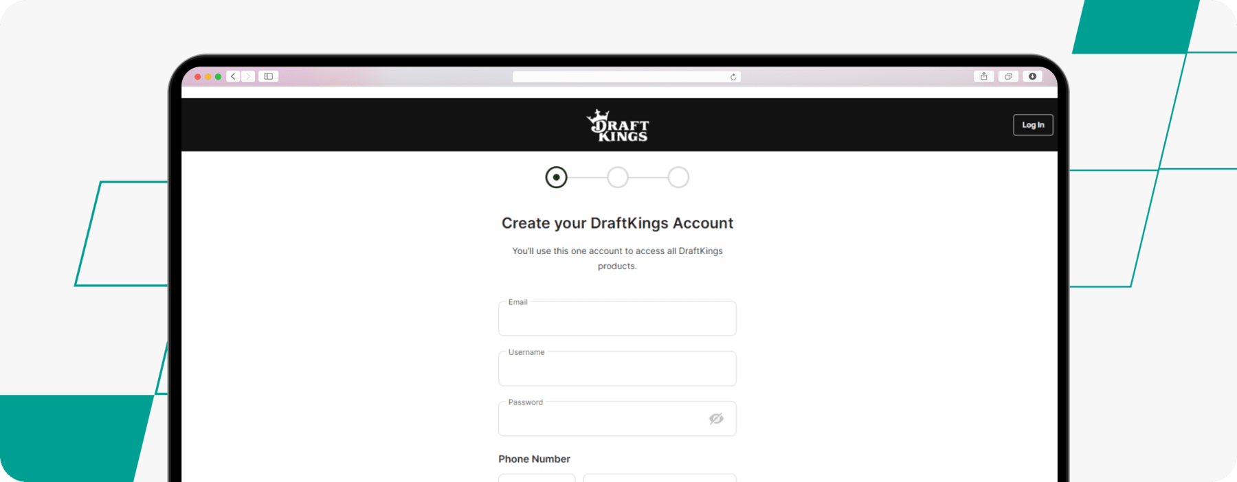 draftkings registration page screenshot